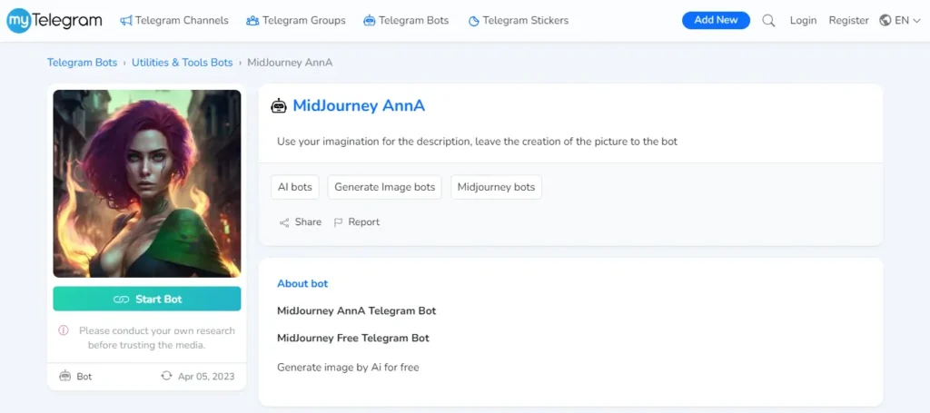 MidJourney AnnA Telegram Bot